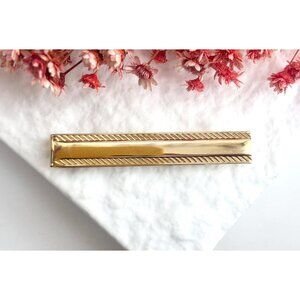Swank Minimalist 80's Style Smooth Gold Toned Vintage Men's Tie Bar | Tie Clip